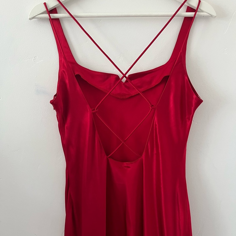 90s red satin slip dress - Picture 4 of 4
